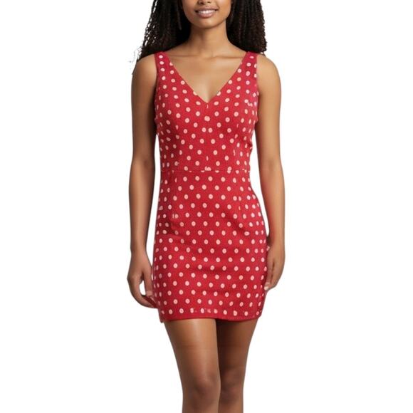 NWOT Dress The Population Pink Polka Dot Sleeveless V-Neck Dress XS - Picture 1 of 7